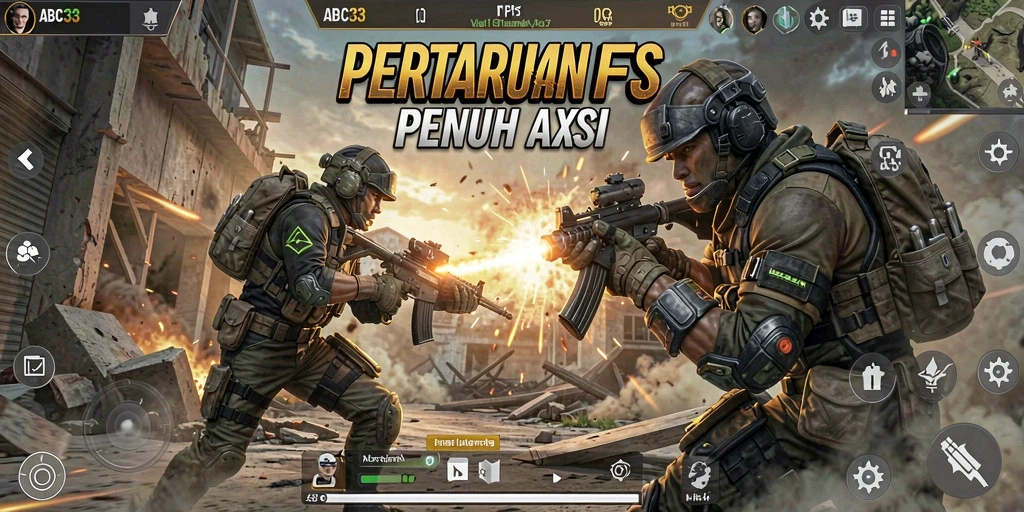 Tampilan gameplay seru dari pertarungan ABC33 dengan efek visual menawan.