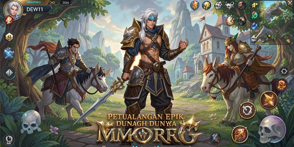 Gameplay DEWI11 menampilkan aksi seru dalam dunia MMORPG yang luas.
