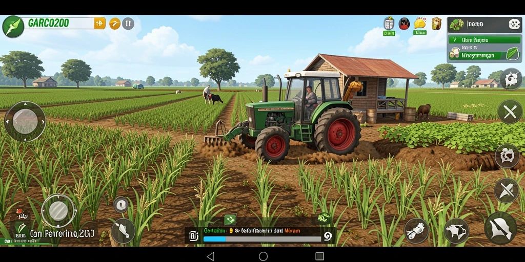Gameplay GARCO200 yang menampilkan aktivitas pertanian yang menarik.