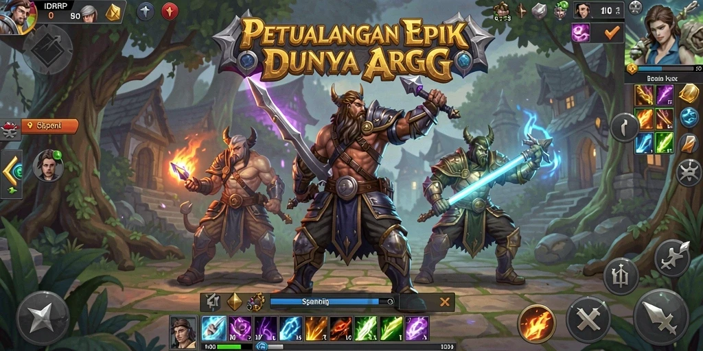 Tampilan aksi epik dalam game ARPG IDRRP yang menampilkan pertarungan mendebarkan.
