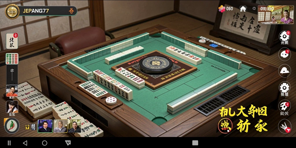 Tampilan screenshot utama JEPANG77 menunjukkan gameplay Mahjong yang menegangkan.