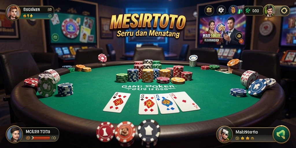 Tampilan gameplay poker di MESIRTOTO yang menegangkan dan seru.