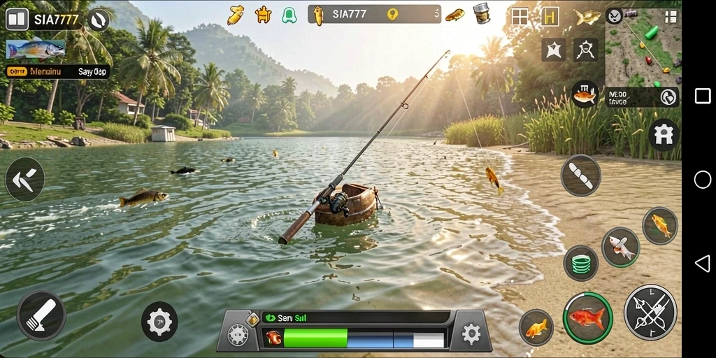 Screenshot gameplay SIA777 yang menunjukkan aksi memancing yang mendebarkan.