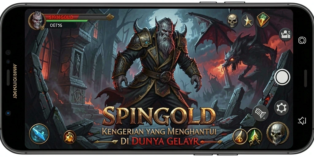 Tampilan gameplay penuh ketegangan dari SPINGOLD dengan suasana Horror.