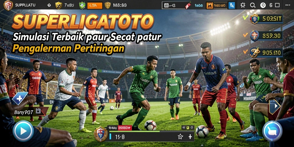 Gameplay SUPERLIGATOTO menunjukkan suasana stadion yang mendebarkan.