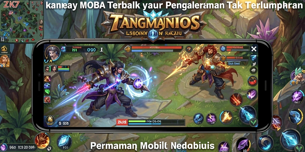 Tangkapan layar gameplay ZK7 menunjukkan pertempuran seru di arena MOBA.